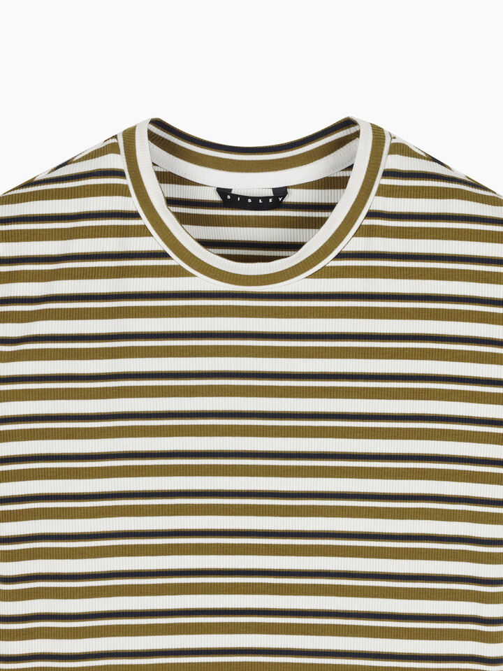 Black striped t-shirt - sisley k short sleeve t-shirt - Beige | Sisley K image number 3